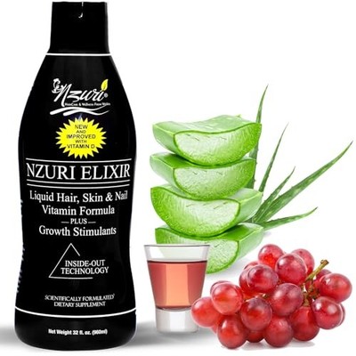 Elixir Hair Skin Nails Vitamins Biotin Folate Vitamin D 32oz