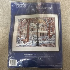 Candamar Designs WINTER SCENE Needlepoint Kit 20 X 16  Printed Canvas