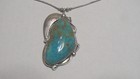 Navajo Signed H Tsosie (Herbert?) Sterling Silver Turquoise Pendant Necklace — photo 4