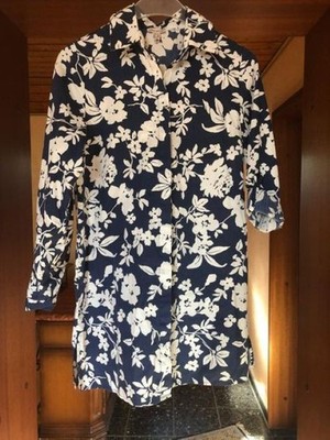 Damentunika, Gr. 34, blau mit weißem Blumenmuster, Alba Moda, neuwertig