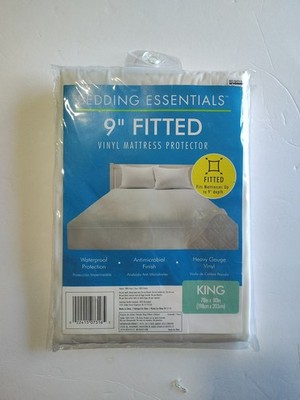 Bedding Essentials KING 9 inch FITTED Vinyl Mattress Protector Clear Waterproof 