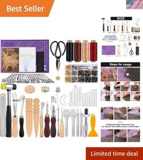 183Pcs Leather Tool Kit, Leather Working Kits  with Saddle Making, Rivets, P...