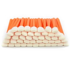 (100pcs) 5.11" Square Rectangle Foam Cleaning Swab Sticks-Orange