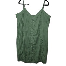 Vince Camuto Green Button Front Spaghetti Strap Mini Dress XL 100% Lyocell