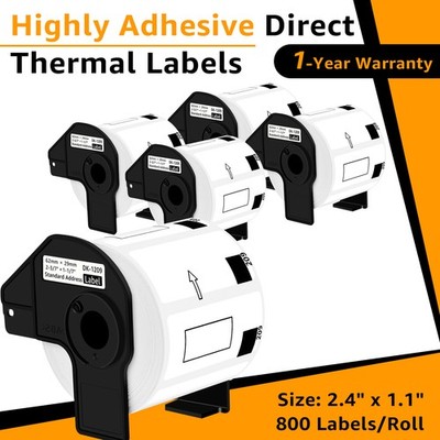 5Rolls DK-1209 2.4'' x 1.1'' Address/Barcode Labels 800 Labels/Roll for Brother QL