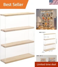 Luxurious Acrylic Display Stand with Wooden Base, 12x3.3x15 Inch, Easy Assemble