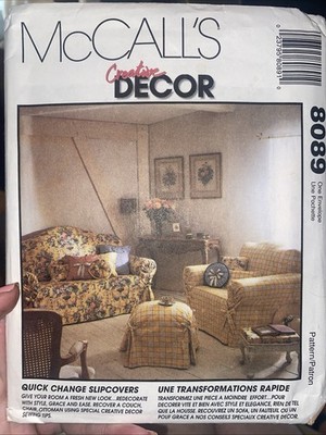McCalls Creative Decor Sewing Pattern 8089 Uncut Slip Covers & Pillows