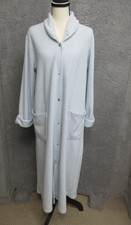 Vintag Vanity Fair Robe Women Small Blue Knit Snap Front Embroidered Collar Long