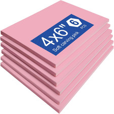 4 X 6" Pink Rubber Carving Blocks, 6 Pack Soft Linoleum Blocks for Printmaking,