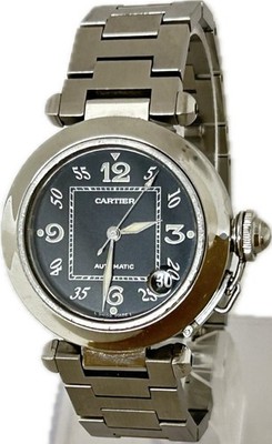 Cartier Pasha C W31043M7 Black Dial 35mm Automatic Unisex Watch Excellent A4723