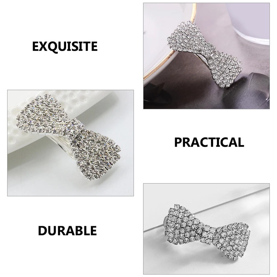4 Pcs Rhinestone Hair Bow Barrettes Clips Crystal Accessories for Ladies - Image 4 of 4