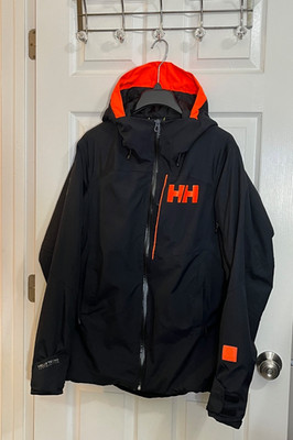 Helly Hansen ULLR Ski Jacket Mens L Black Waterproof RECCO Pro Shell Hooded