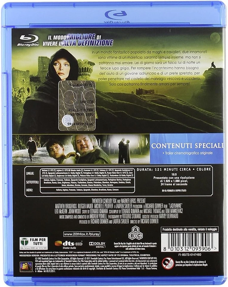 Ladyhawke (Blu-ray) Leo McKern John Wood Ken Hutchison Loris Loddi (UK IMPORT) Foto 3 de 3