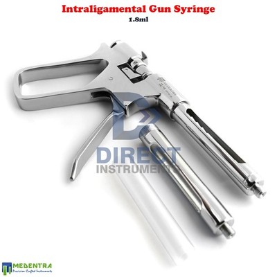 Dental Intraligamental Syringe Gun-Style Anesthetic 1.8ML Silver With Threads SS