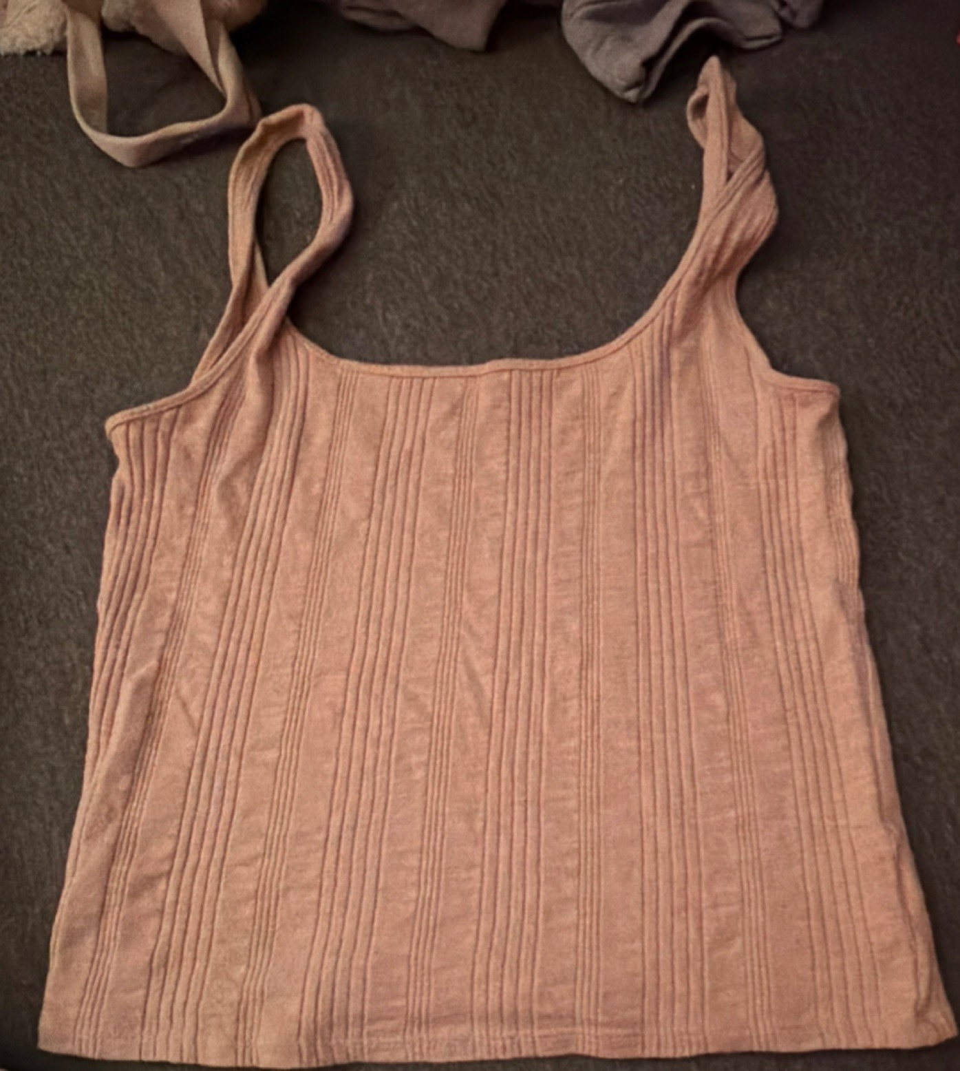 American Eagle Pink Ribbed Knit Square Neck Stretch Cami Tank Top Womens M
