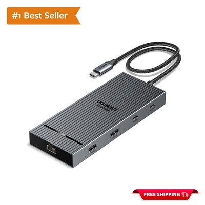 Elegant Space Grey 10-in-1 USBC Docking Station with Card Reader and Charging