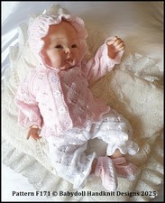 KNITTING PATTERN BABY REBORN DOLL F171 SUPER PRETTY TROUSER SET 16-24" DOLL 0-6M