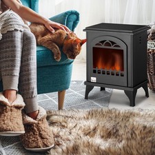 Free Standing Ethanol Fireplace, Bioethanol Heater Fire with 0.9L Tank, 3 Hours