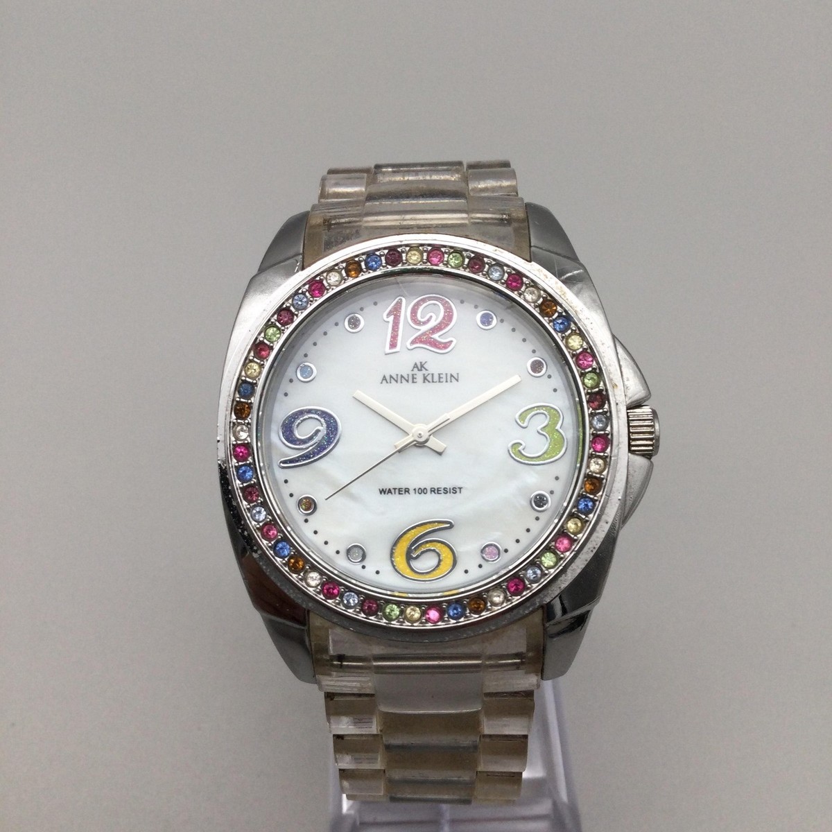 Anne Klein Womens Watch 40mm Rainbow Crystals Bezel Silver  display picture 1