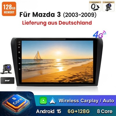 DAB+ CAM Autoradio Android Carplay Navi 4G Für MAZDA 3 BK 2003-09 Bose 6+128GB
