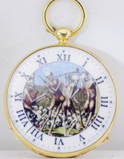 RARE c.1850s French Memento Mori 18K Vermeil Pocket Watch – Skull Case - Perfect