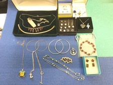 JOB LOT STERLING SILVER JEWELLERY RINGS CHAINS EARRINGS