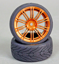 RC Auto 1/10 RUOTE Pneumatici SEMI-SLICK 3MM Offset ORO MULTIRAGGIO -SET DI 4-