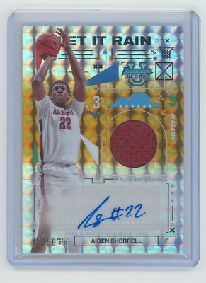 2024 -25 Bowman Chrome U Aiden Sherrell Let It Rain Gold Ref Jersey Auto 45/50