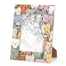 Cute Animal Cat 5x7 Picture Frame Wood Photo Frame Vertical or Horizontal Dis...