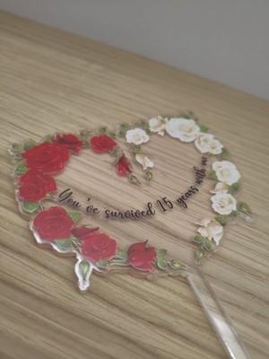 Personalisierter Tortenaufleger zum Jahrestag Acryl UV bedruckt - Hochzeitstag DE