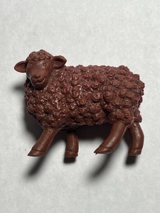 1 1/2" VTG Brownish Red Lamb Sheep Animal Figure Signed Tootsie Toy China