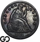1871 Seated Liberty Dollar, Scarce This Nice, Great Strike Choice AU