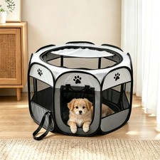 Pop Up Pet Playpen, Foldable Oxford Cloth Puppy/Cat Playpen Tent with Zipper ...