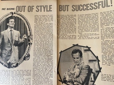 Pat Boone, Two Page Vintage Clipping, aa