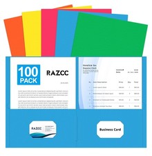 Two Pocket Folders, 100 Pack File Folders with Pockets Fit Letter Size Paper,...