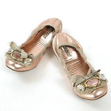 Miu Miu Ballet Shoes Leather Pink Women's Size EU35/US5