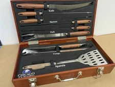 Chicago Cutlery Commercial 8pc BBQ Barbecue Grill Tool Set w/Storage Box
