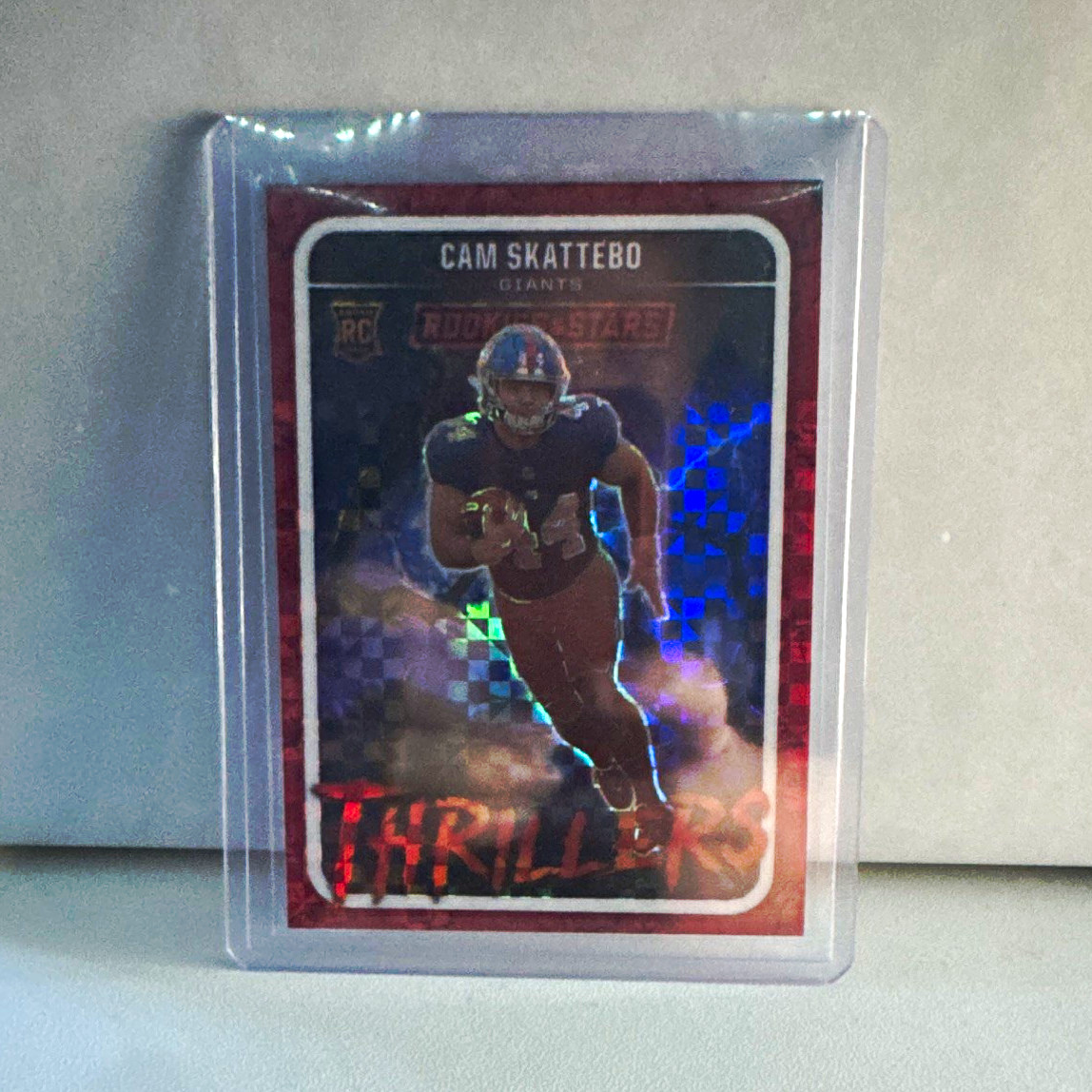 Panini 2025 Rookies & Stars Thrillers Cam Skattebo Giants Red Plaid RC #26