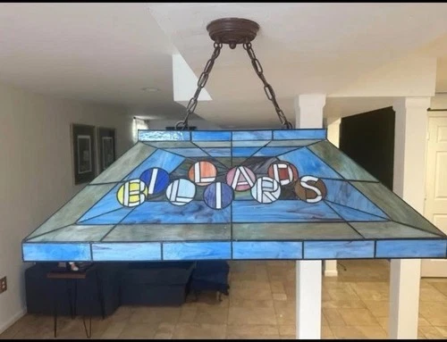 Tiffany  Style Vintage Stain Glass Light Pool Billiards Hanging Lamp Fixture