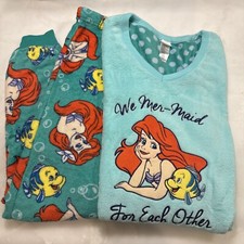 Disney Little Mermaid Long Sleeve Sleepwear Pajama Set Plush Fleece Small 4-6