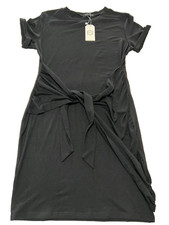 NWT Lillusory Womens Large Bodycon Front Wrap Little Black Dress Poly / Rayon