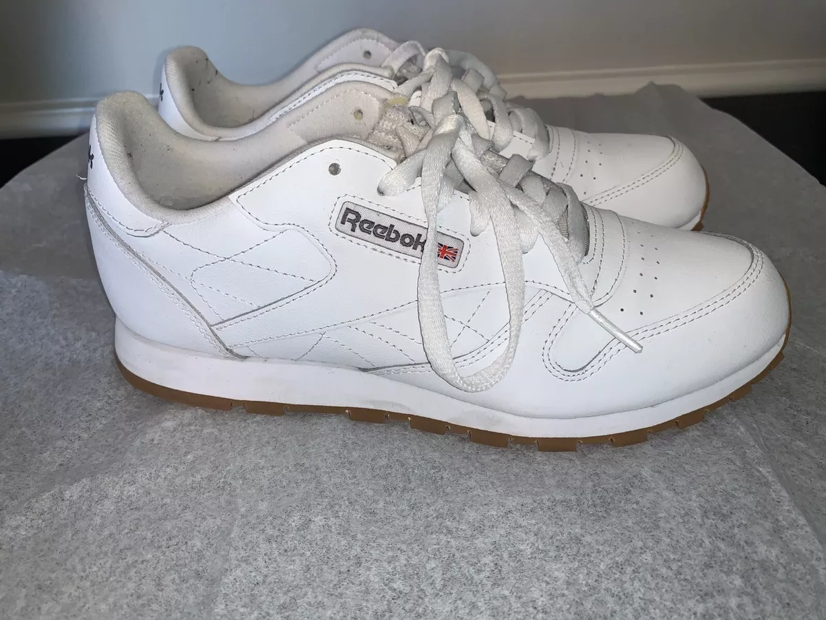 en kop Ægte smykker Reebok Classic Leather Junior Big Kids Running Sneaker Shoes Sz 6 White Gum  D/C | eBay