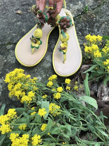 yellow flower sandals