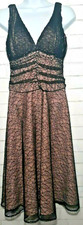 Nordstrom JS Boutique Cocktail Dress Women's Size 4 Pink Underlay Black Lace