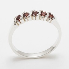 Solid 925 Sterling Silver Natural Garnet Womens Eternity Ring - Sizes 4 to 12