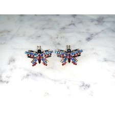 Multicolor Crystal Rhinestone Butterfly Stud Earrings NWT