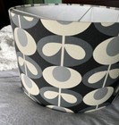 Oval Flower Grey & White Fabric Drum Lampshade