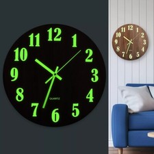 Relojes de pared grandes luminosos de 12"" que brillan en la oscuridad silenciosos para el hogar reloj digital decoración