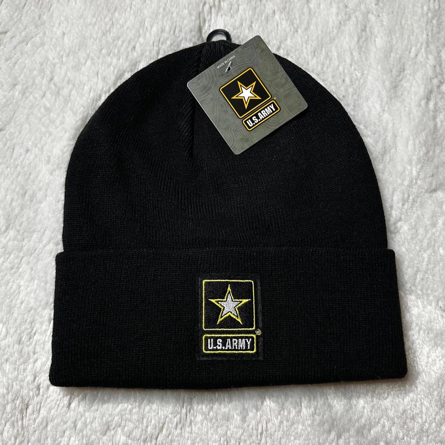 NWT U.S. Army Black Embroidered Logo Beanie OS