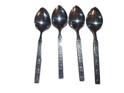 4 ONEIDA DISTINCTION Deluxe HH CAPRI Stainless soup table spoons 7in Vintage